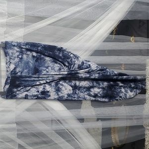 Windsor Tiedye Asymmetrical Wrap Skirt SM Blue&Black